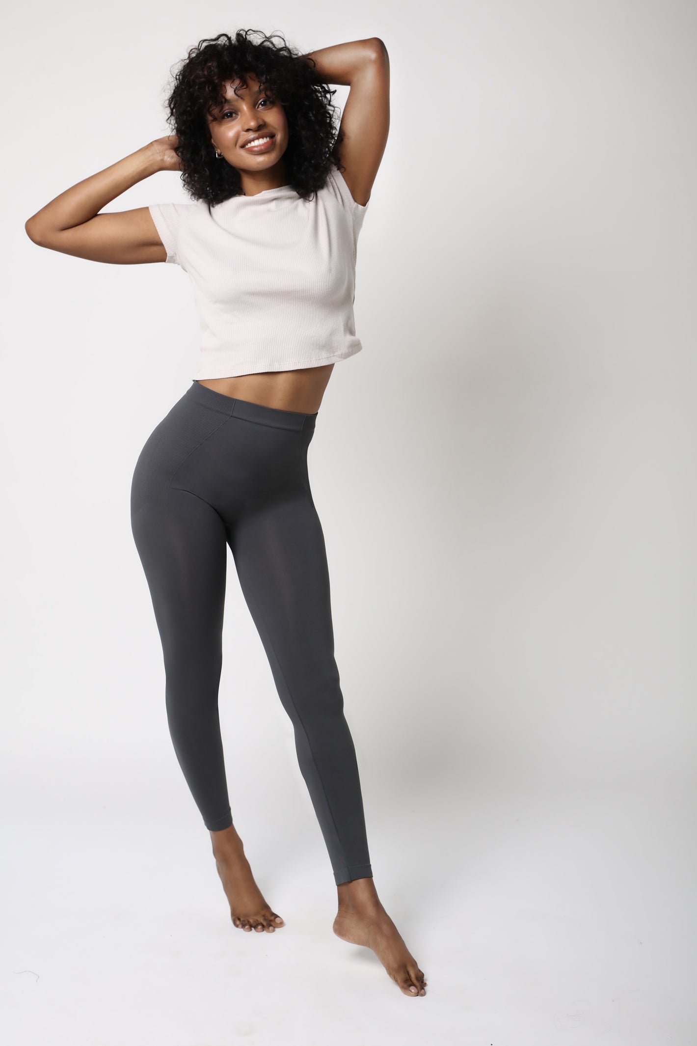 legging ventre plat gainant - Gris anthracite